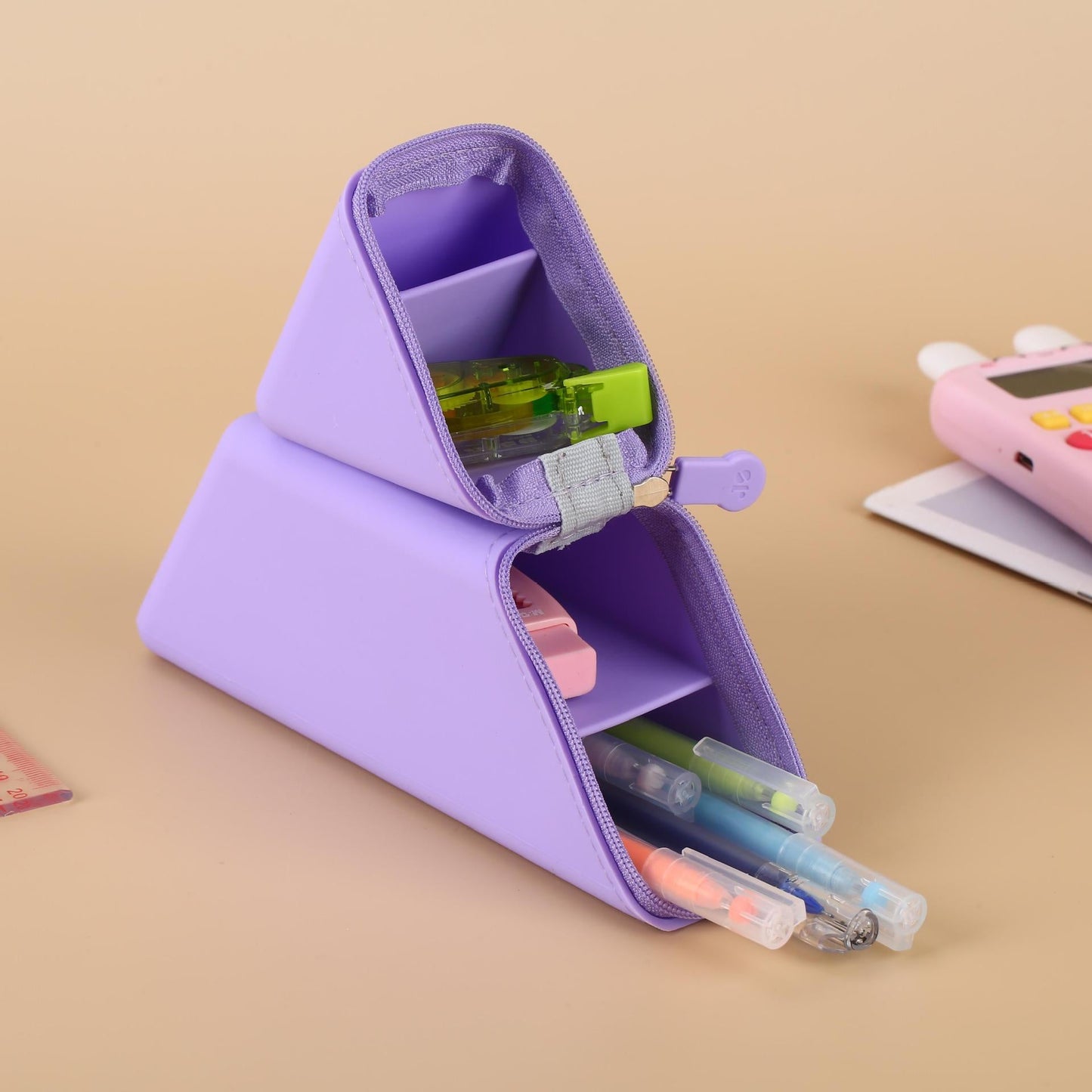 Large Silicone Pencil Case – Gradient Stationery Organizer with Spacious Storage for School, Office and Everyday Essentials