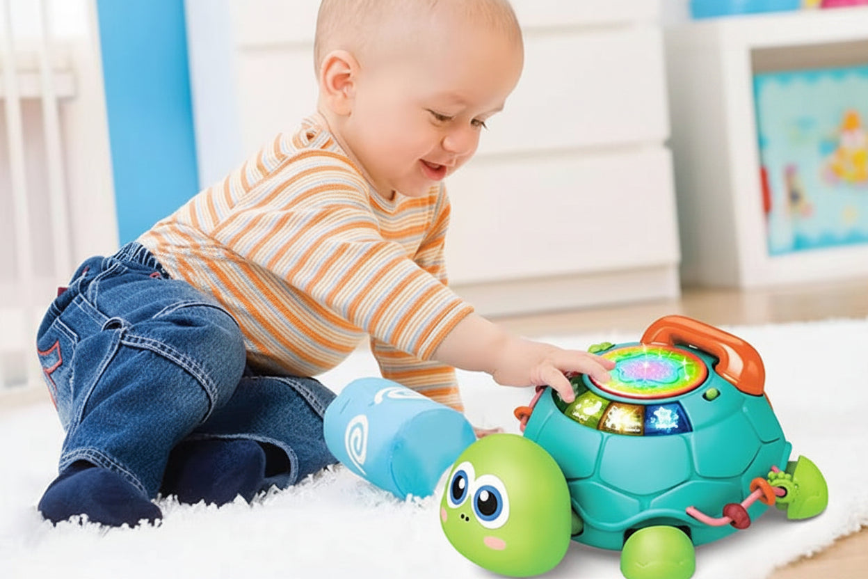 Musical Crawling Turtle Toy – Interactive Baby Learning Toy with Lights, Sounds and Crawling Action for Infant Development
