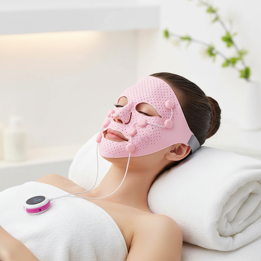 EMS Silicone Facial Massager Mask – Microcurrent Face Lifting Device for Skin Tightening, Firming and Anti-Aging Beauty Treatments