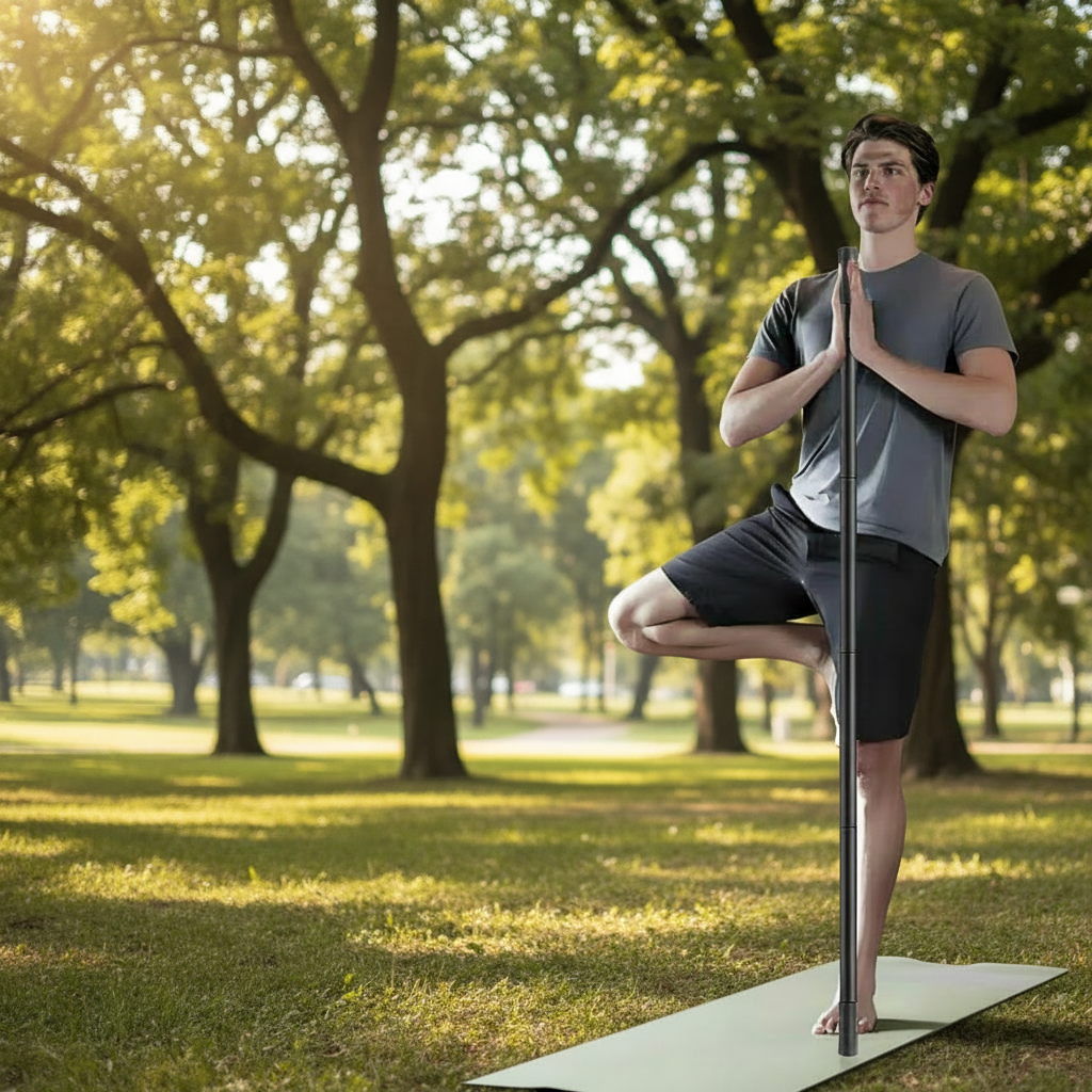 Adjustable Yoga Fitness Stick – Portable 5ft Home Workout Bar for Strength Training, Stretching, Balance and Full Body Exercise