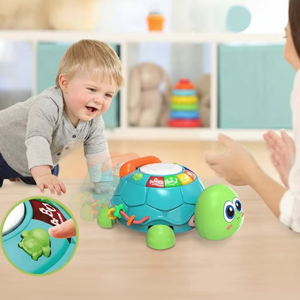 Musical Crawling Turtle Toy – Interactive Baby Learning Toy with Lights, Sounds and Crawling Action for Infant Development