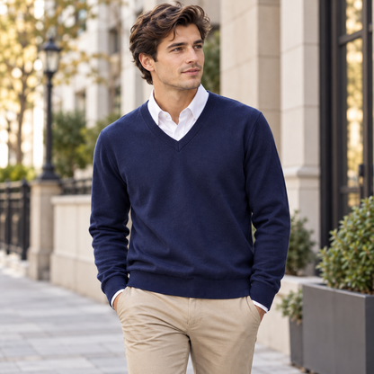 Men's Crew Neck Pullover Sweater | Casual Knit