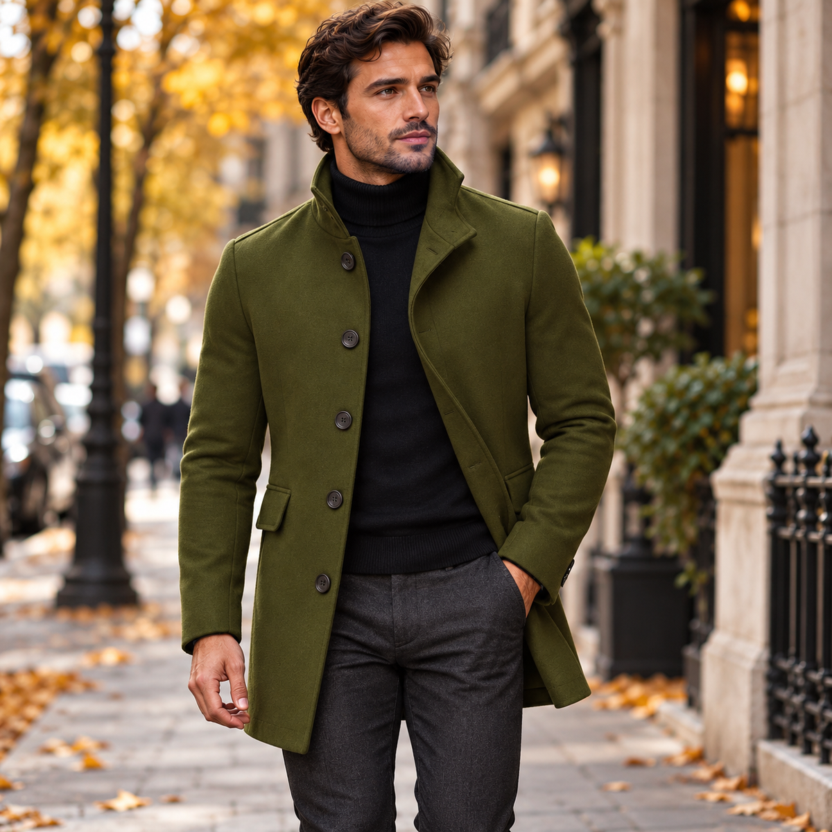 Men's Fall Overcoat Collar Design | Outerwear Coat