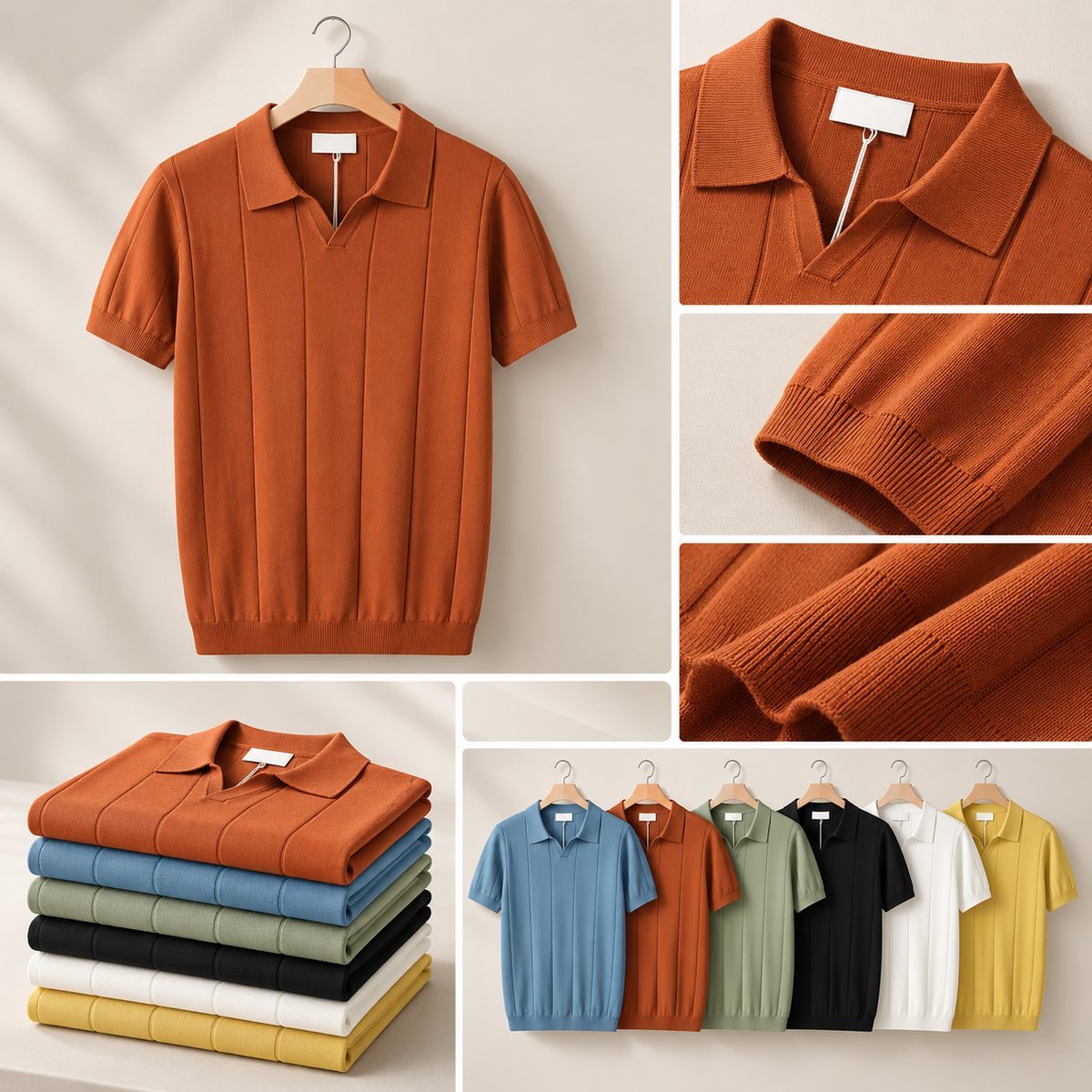 Men's Knitted Slim Fit Polo Shirt | Casual Wear