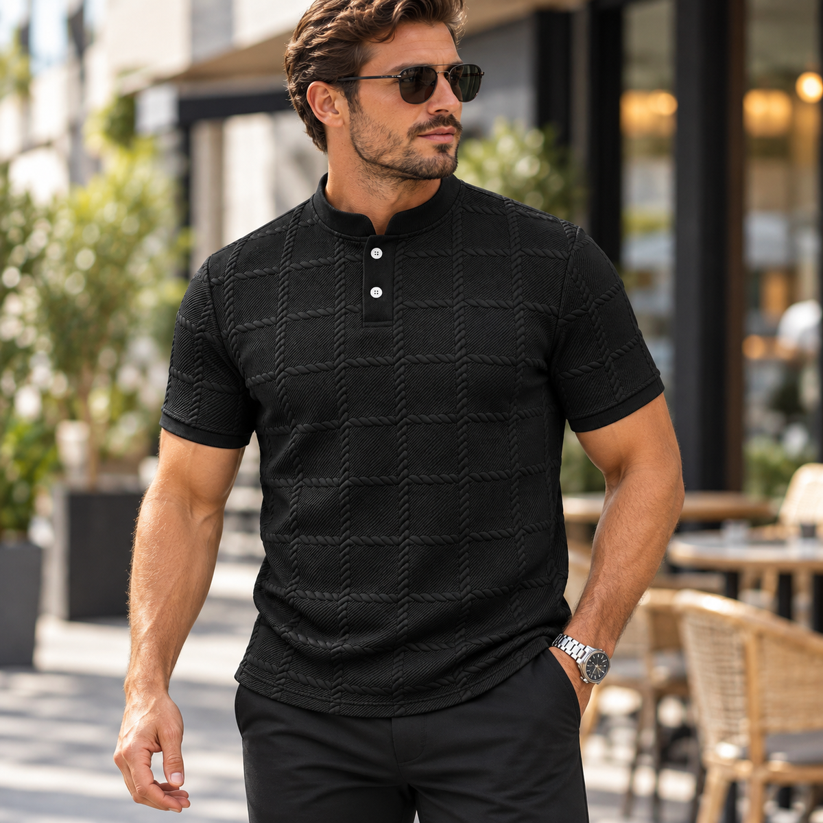 Men's Short Sleeve Henley Shirt Casual | Summer Wear