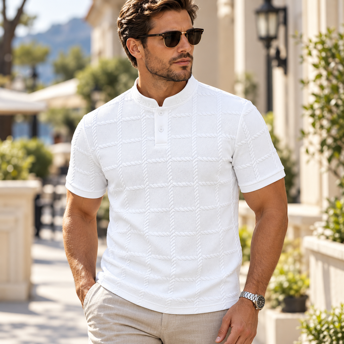 Men's Short Sleeve Henley Shirt Casual | Summer Wear