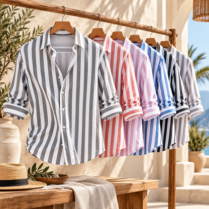 Men's Striped Summer Shirt Regular Fit | Classic Striped Design