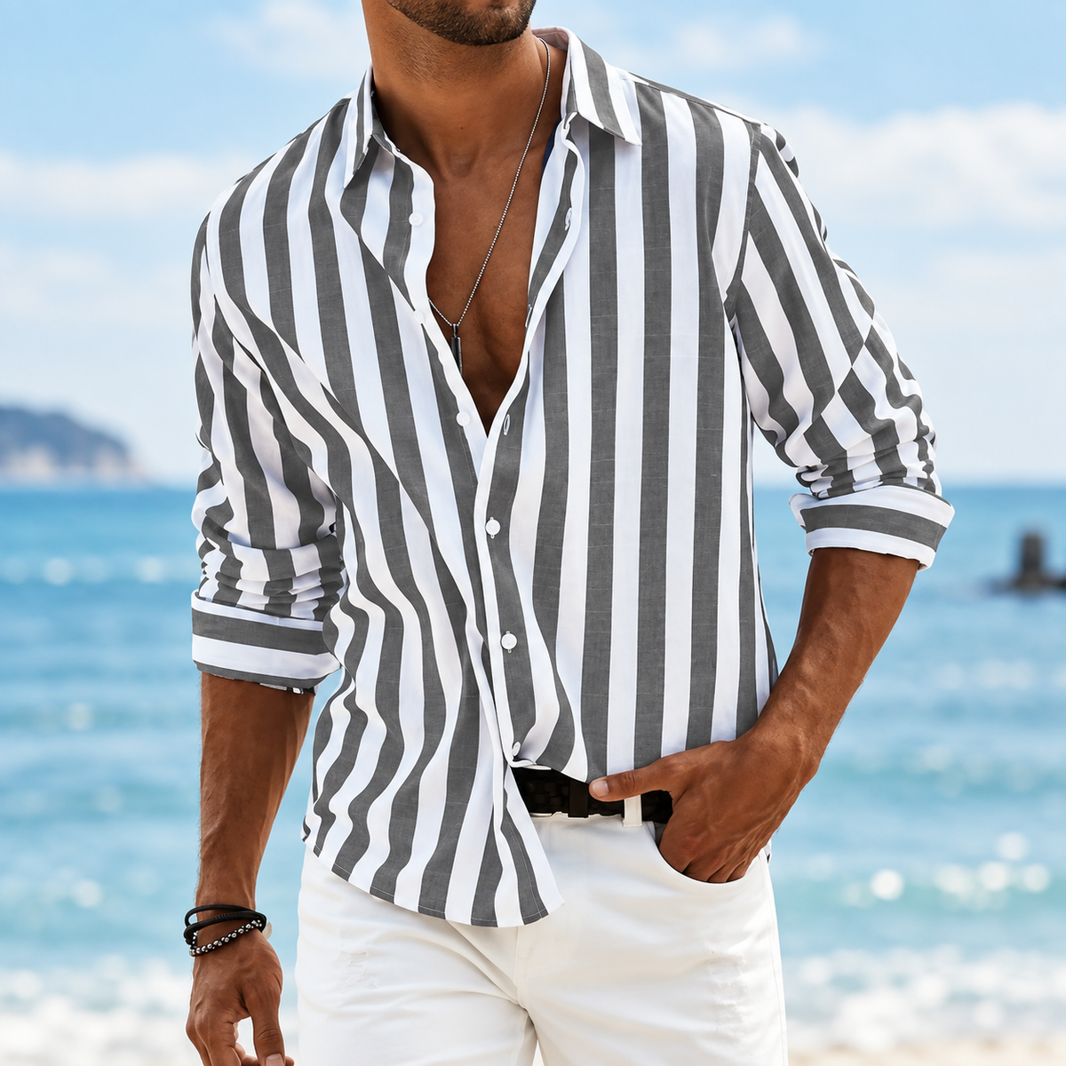 Men's Striped Summer Shirt Regular Fit | Classic Striped Design