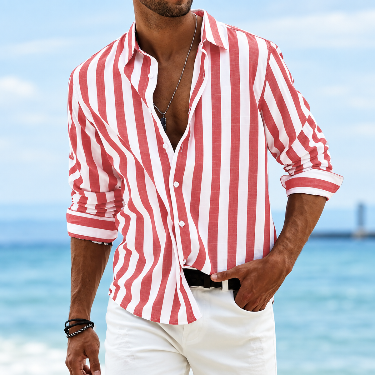Men's Striped Summer Shirt Regular Fit | Classic Striped Design