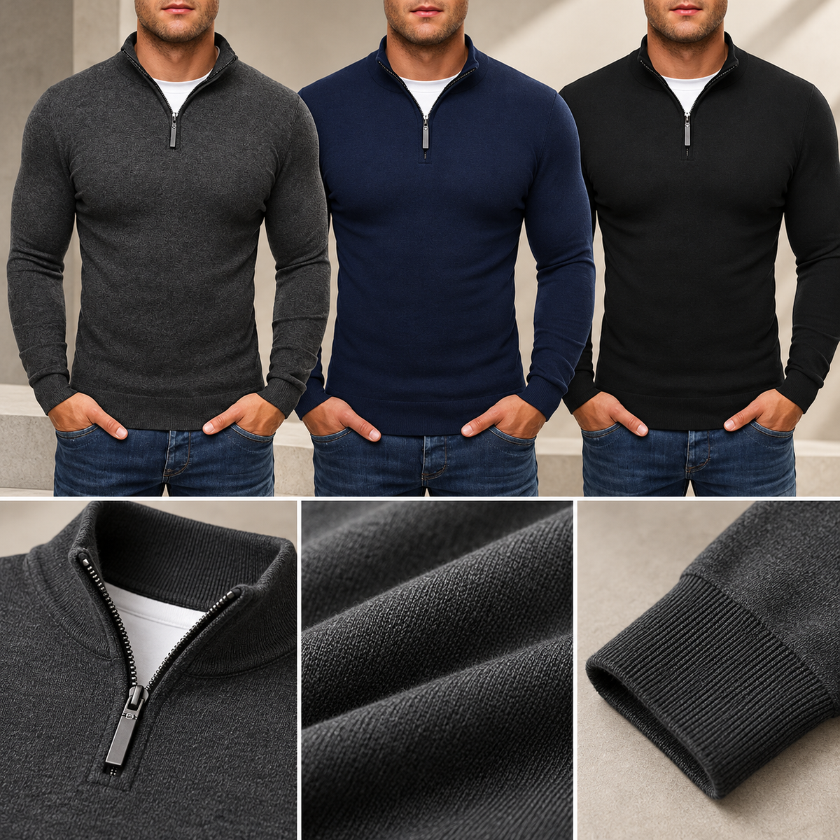 Men's Trendy Stand-Collar Sweater High Fashion | Casual Wear
