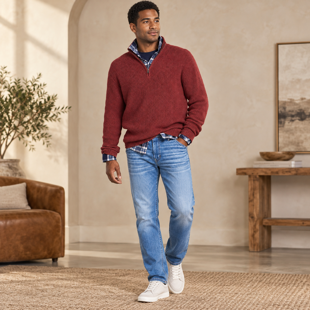 Men's Versatile Business Casual Zipper Sweater | Office Wear