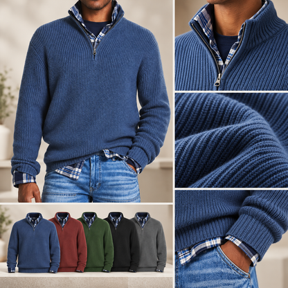 Men's Versatile Business Casual Zipper Sweater | Office Wear