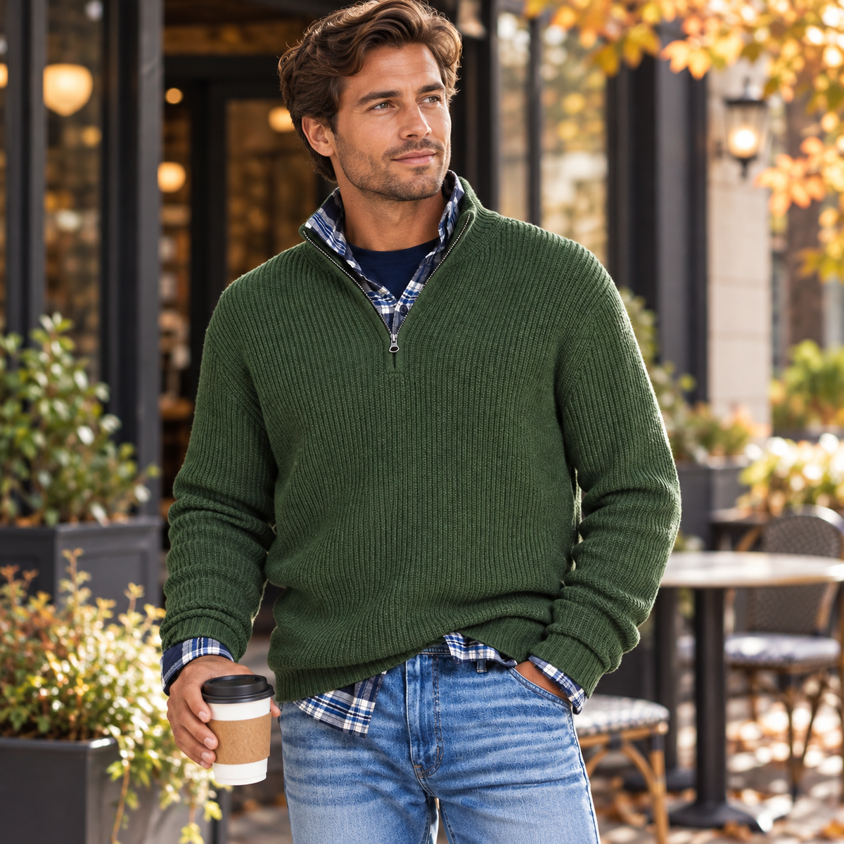 Men's Versatile Business Casual Zipper Sweater | Office Wear