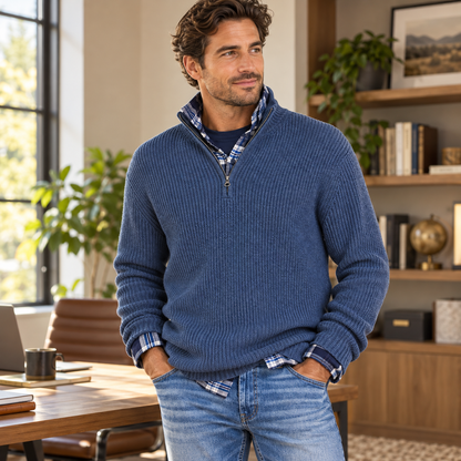 Men's Versatile Business Casual Zipper Sweater | Office Wear
