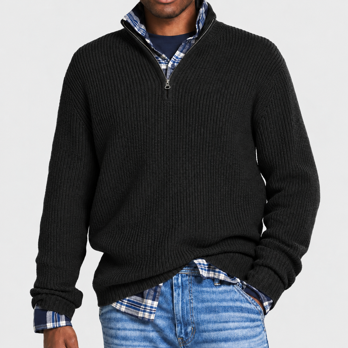 Men's Versatile Business Casual Zipper Sweater | Office Wear