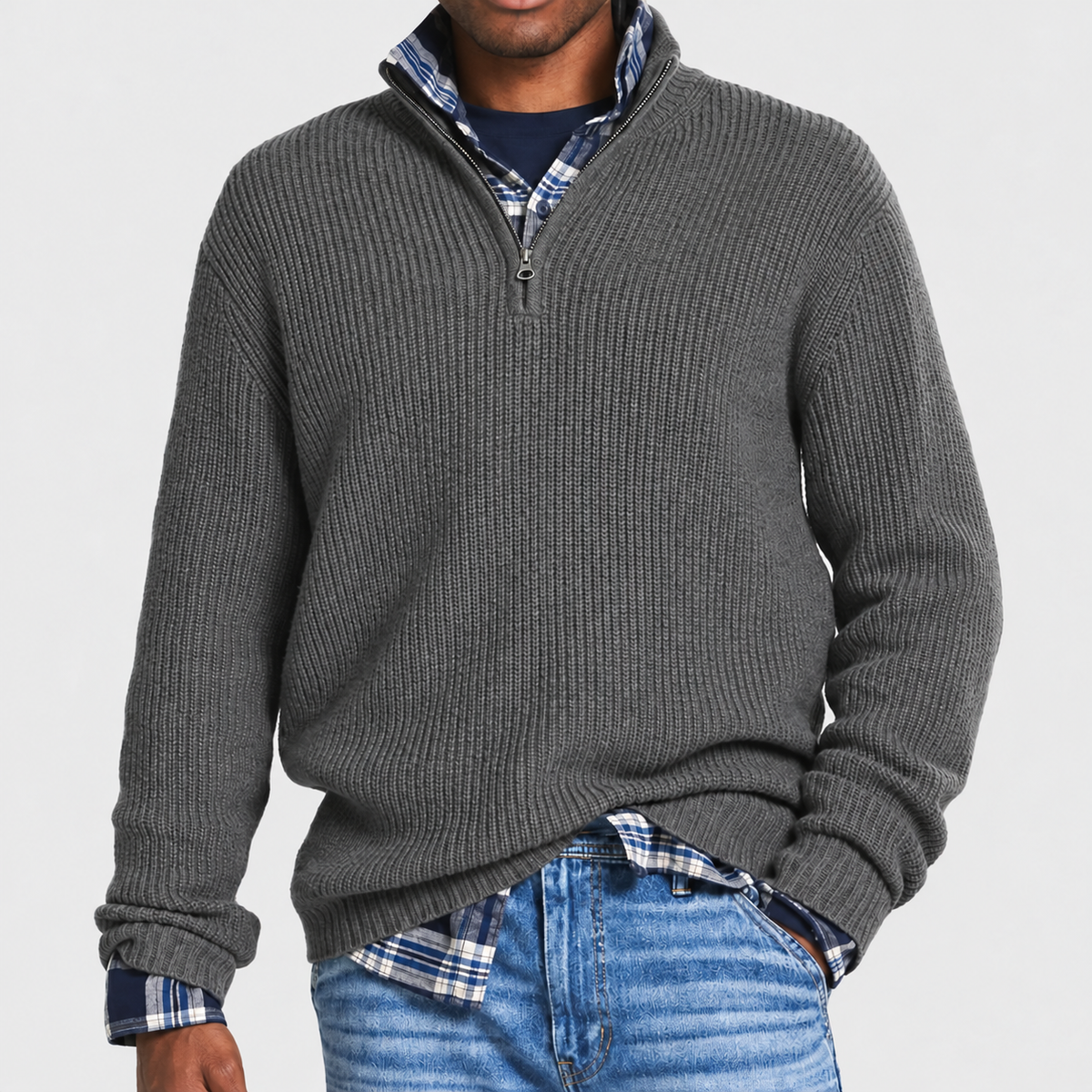 Men's Versatile Business Casual Zipper Sweater | Office Wear