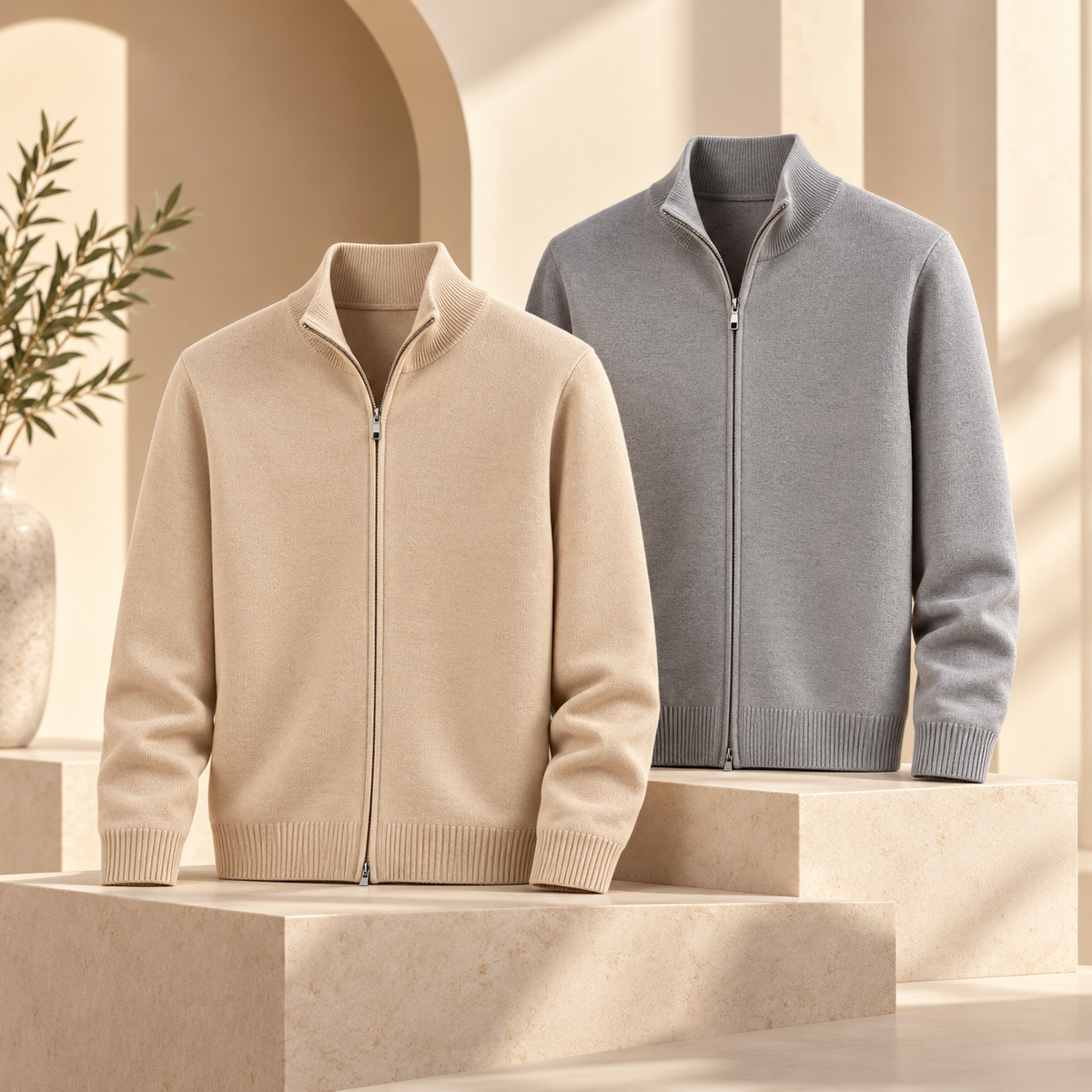 Men's Zip-Front Cardigan Slim-Fit | Casual Cardigan