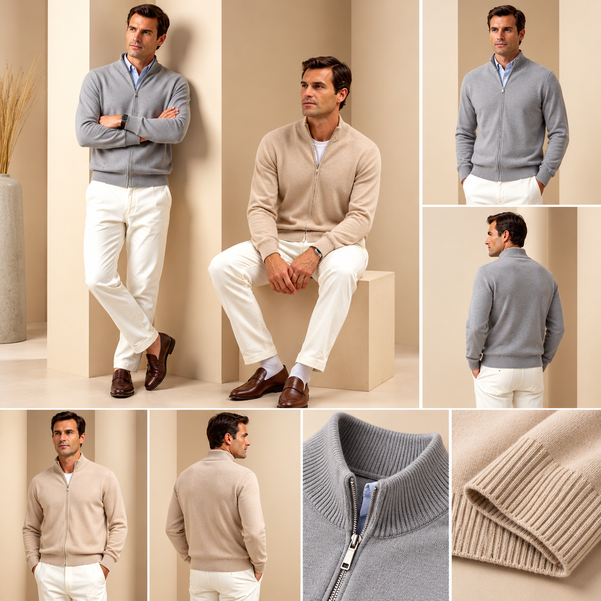 Men's Zip-Front Cardigan Slim-Fit | Casual Cardigan