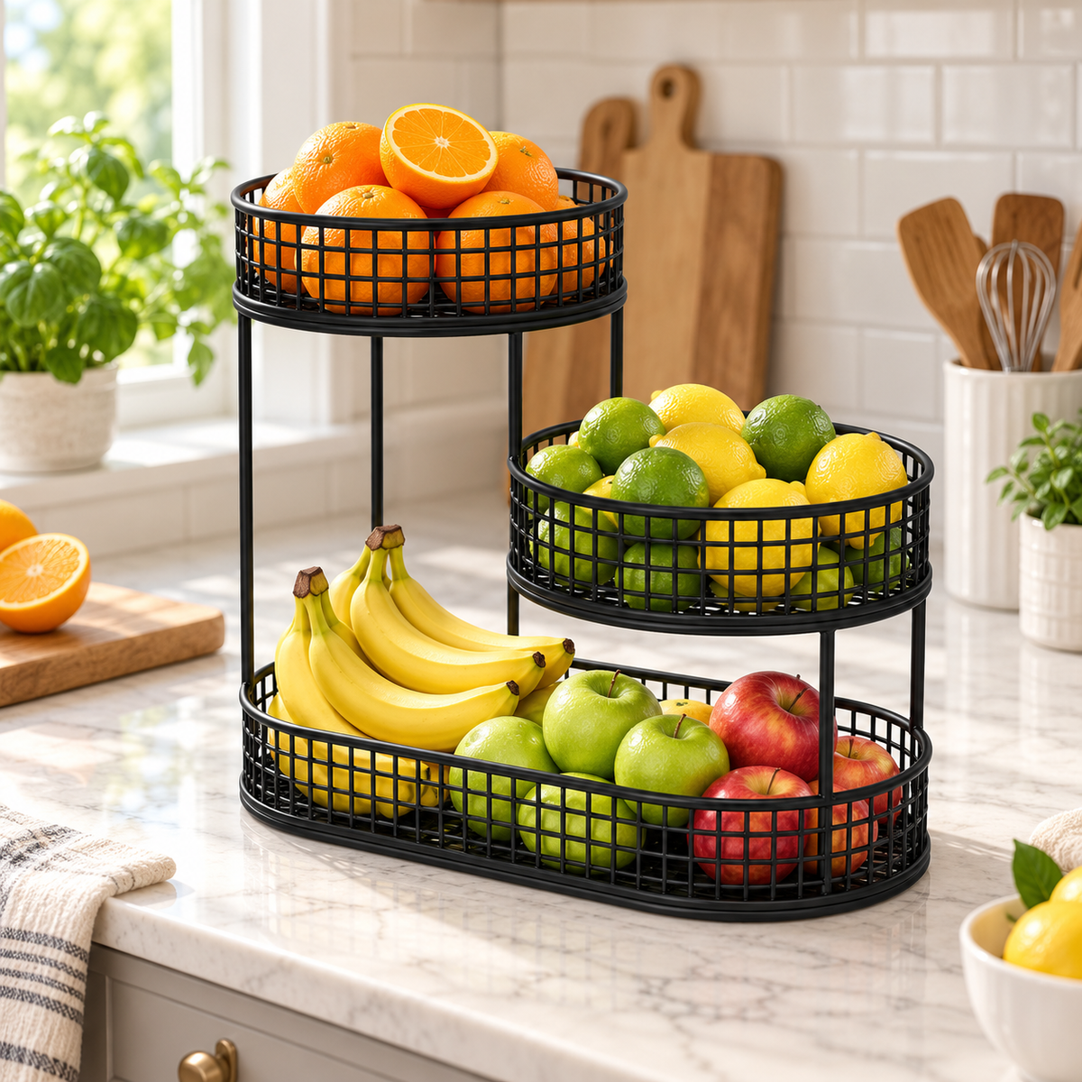 Metal Fruit Stand Elegant Snack Stand Kitchen Organizer