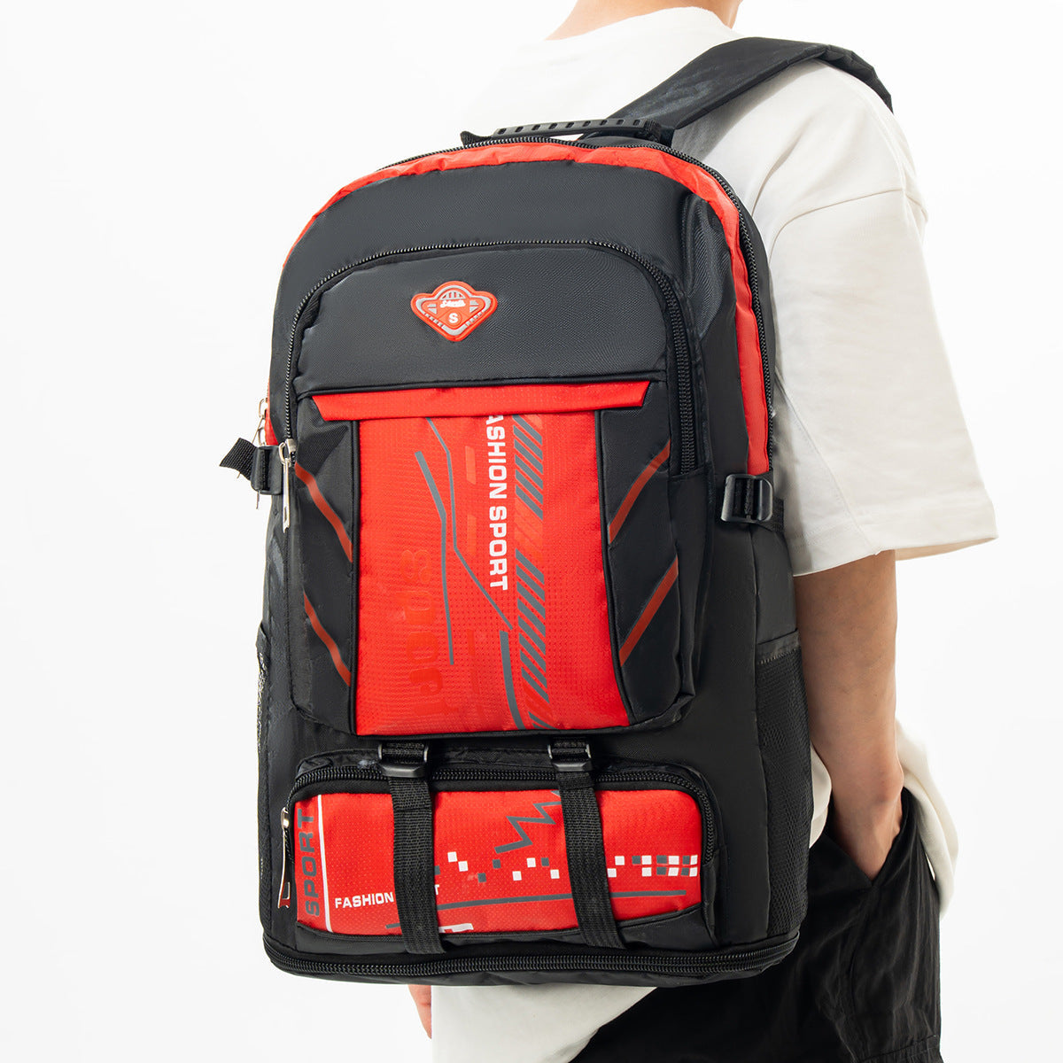 Multi-Compartment Backpack with Reflective Accents and Breathable Back Panel