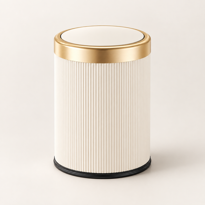 Oval Trash Can Press Top Compact Bathroom Home Storage