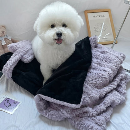 Plush Pet Bed with Raised Border and Matching Pillow, Machine Washable