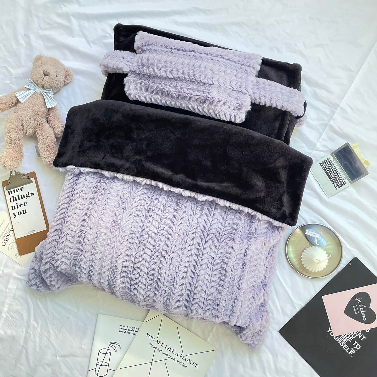 Plush Pet Bed with Raised Border and Matching Pillow, Machine Washable