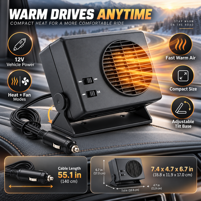 Portable Ceramic Car Heater Compact Design Vehicles