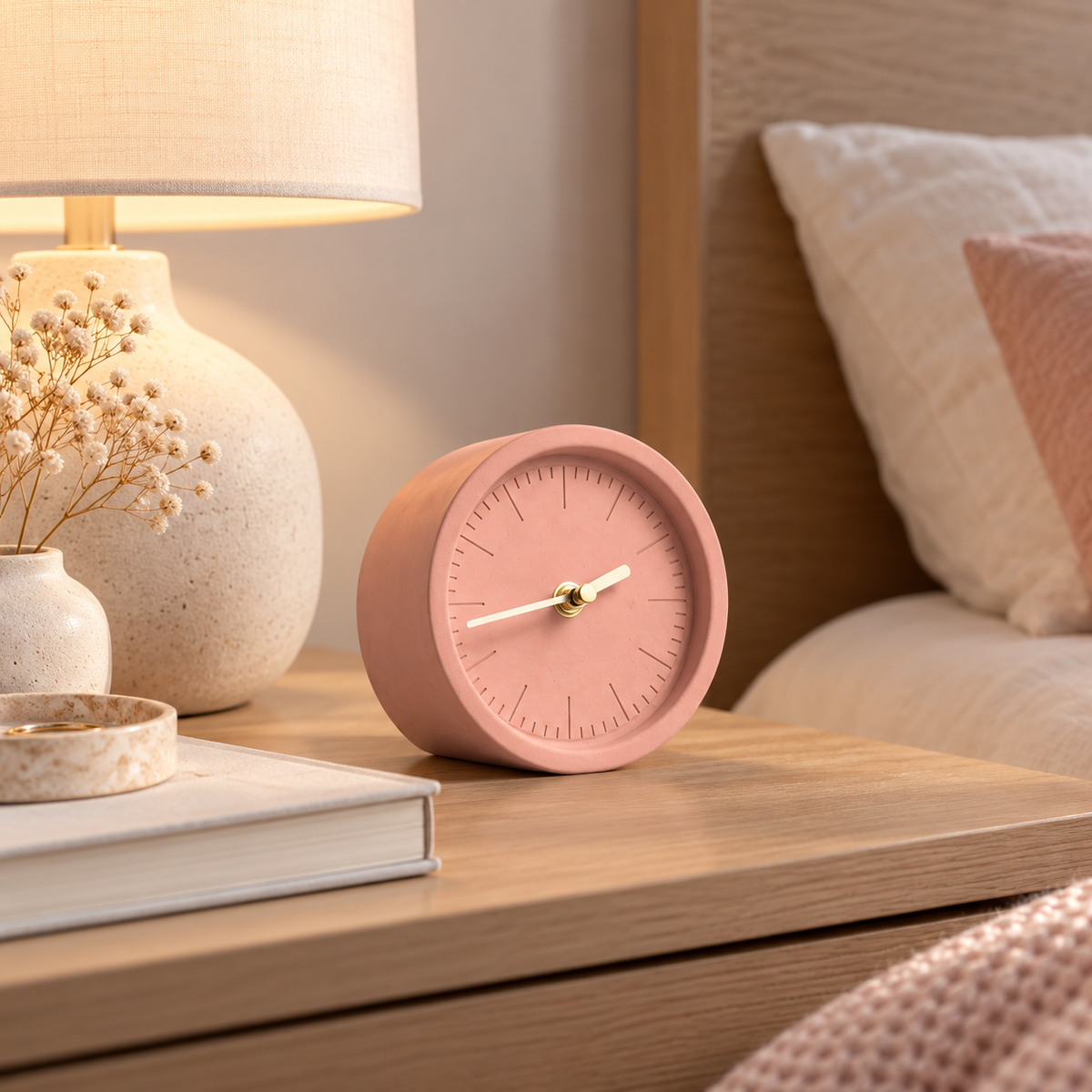 Portable Desk Clock Unique Concrete Decorative Accent