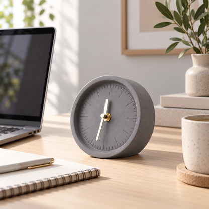 Portable Desk Clock Unique Concrete Decorative Accent