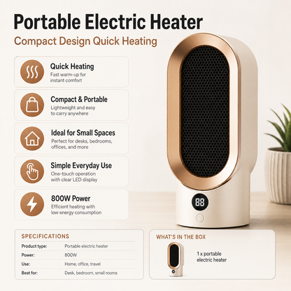 Portable Electric Heater Compact Design Quick Heating