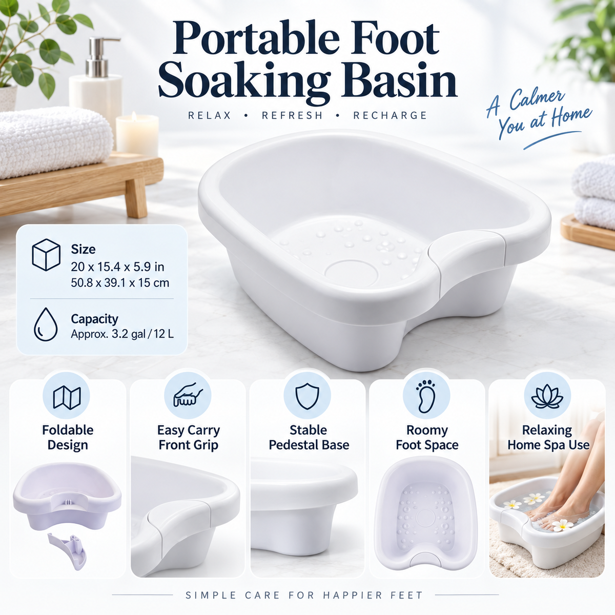 Portable Foot Soaking Basin Easy Carry Spa Foldable
