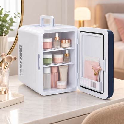 Portable Mini Fridge Car Compact Snacks Handle Door Shelf