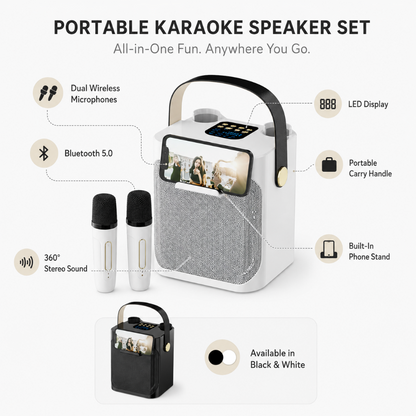 Portable Karaoke Speaker Wireless Microphones LED Display