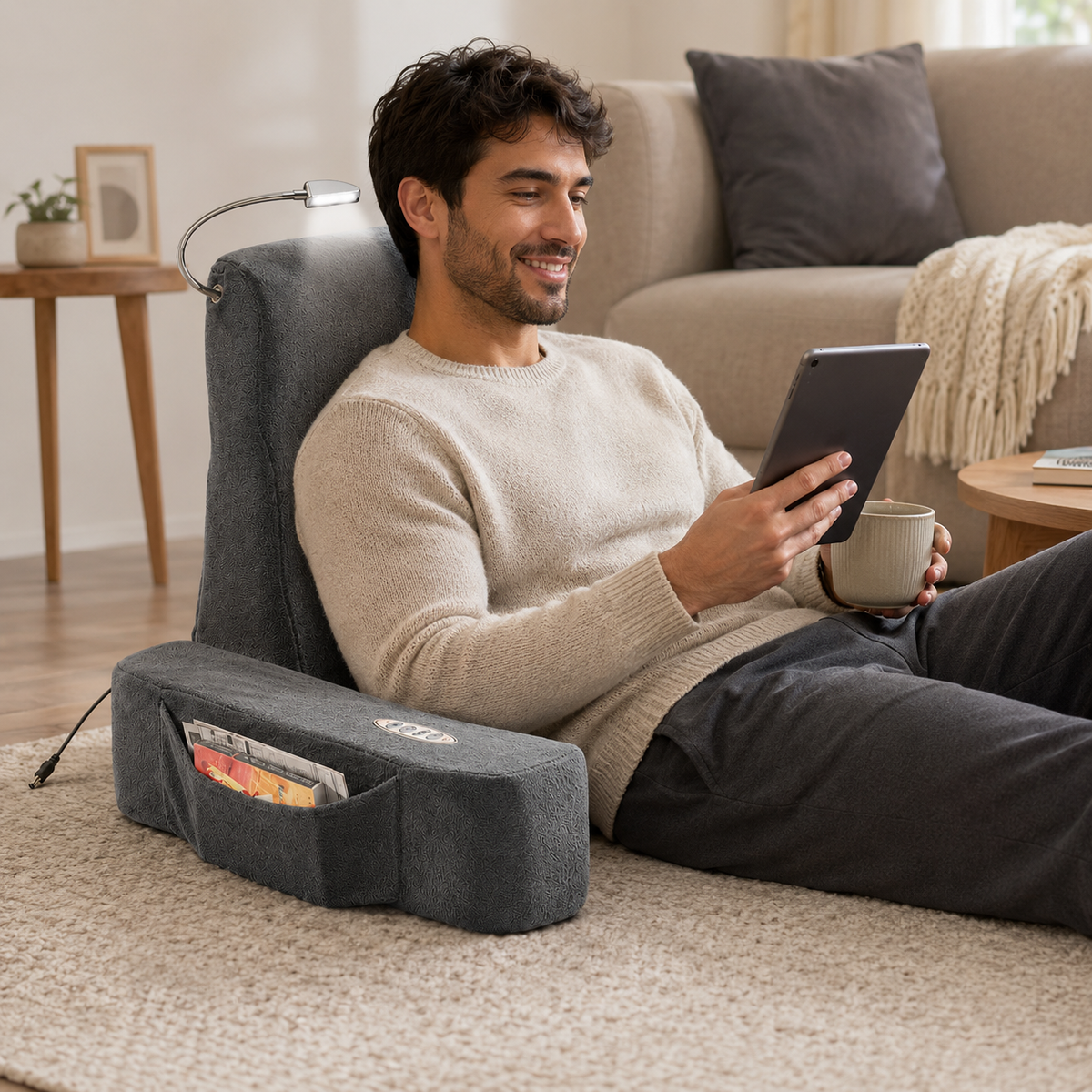 Portable Vibrating Backrest Massager Pockets Warmth