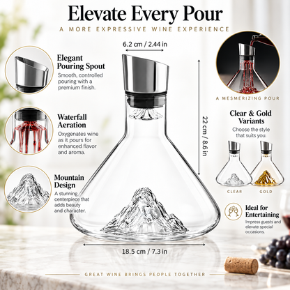 Premium Wine Decanter Mountain Design Elegant Pouring Spout