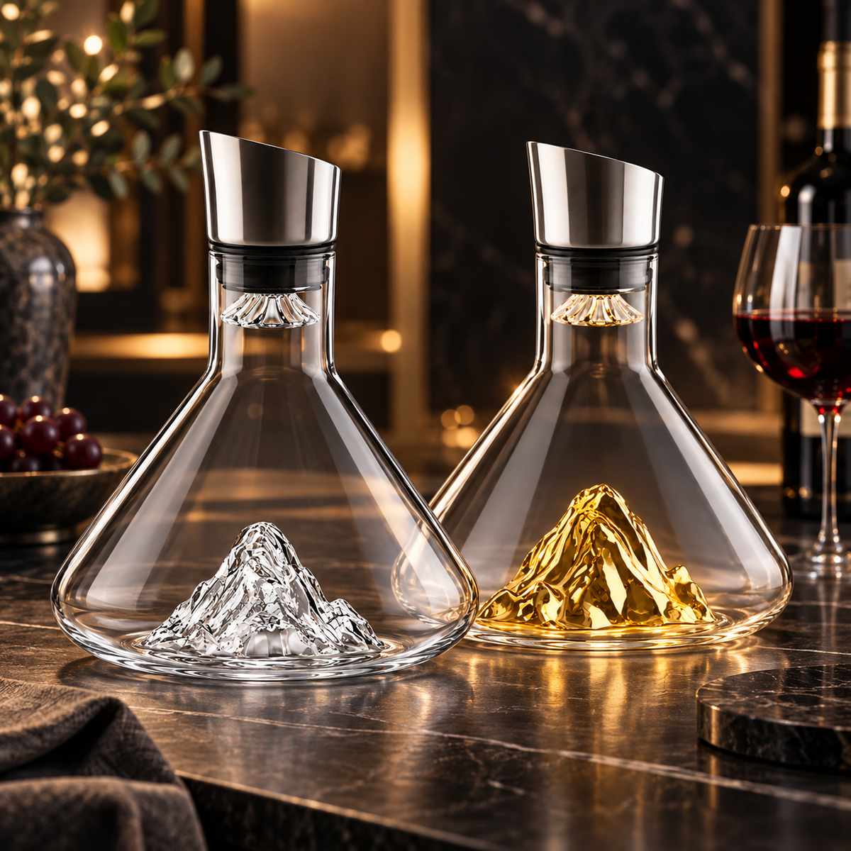 Premium Wine Decanter Mountain Design Elegant Pouring Spout