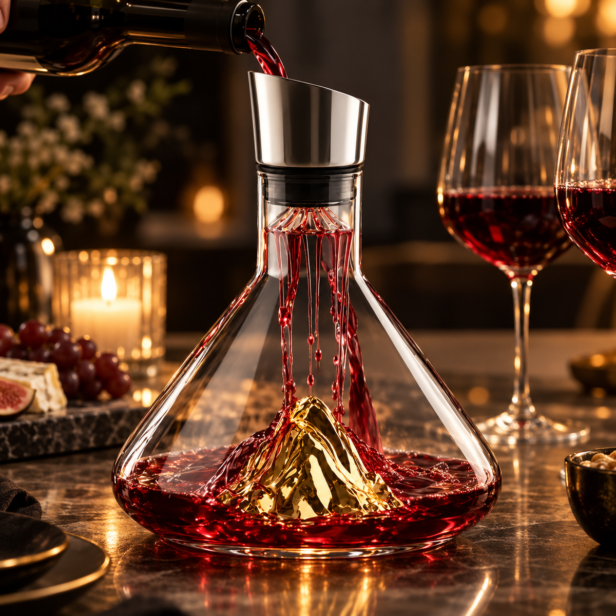 Premium Wine Decanter Mountain Design Elegant Pouring Spout