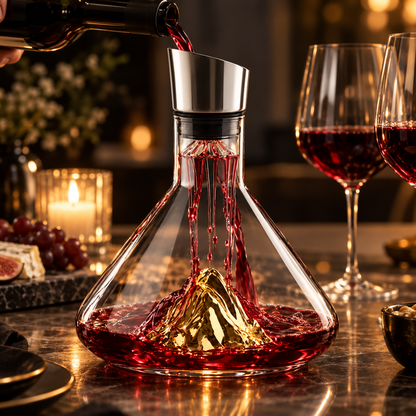 Premium Wine Decanter Mountain Design Elegant Pouring Spout
