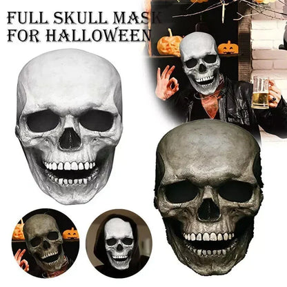 Full Head Skull Mask with Moving Jaw and Realistic Bone Details