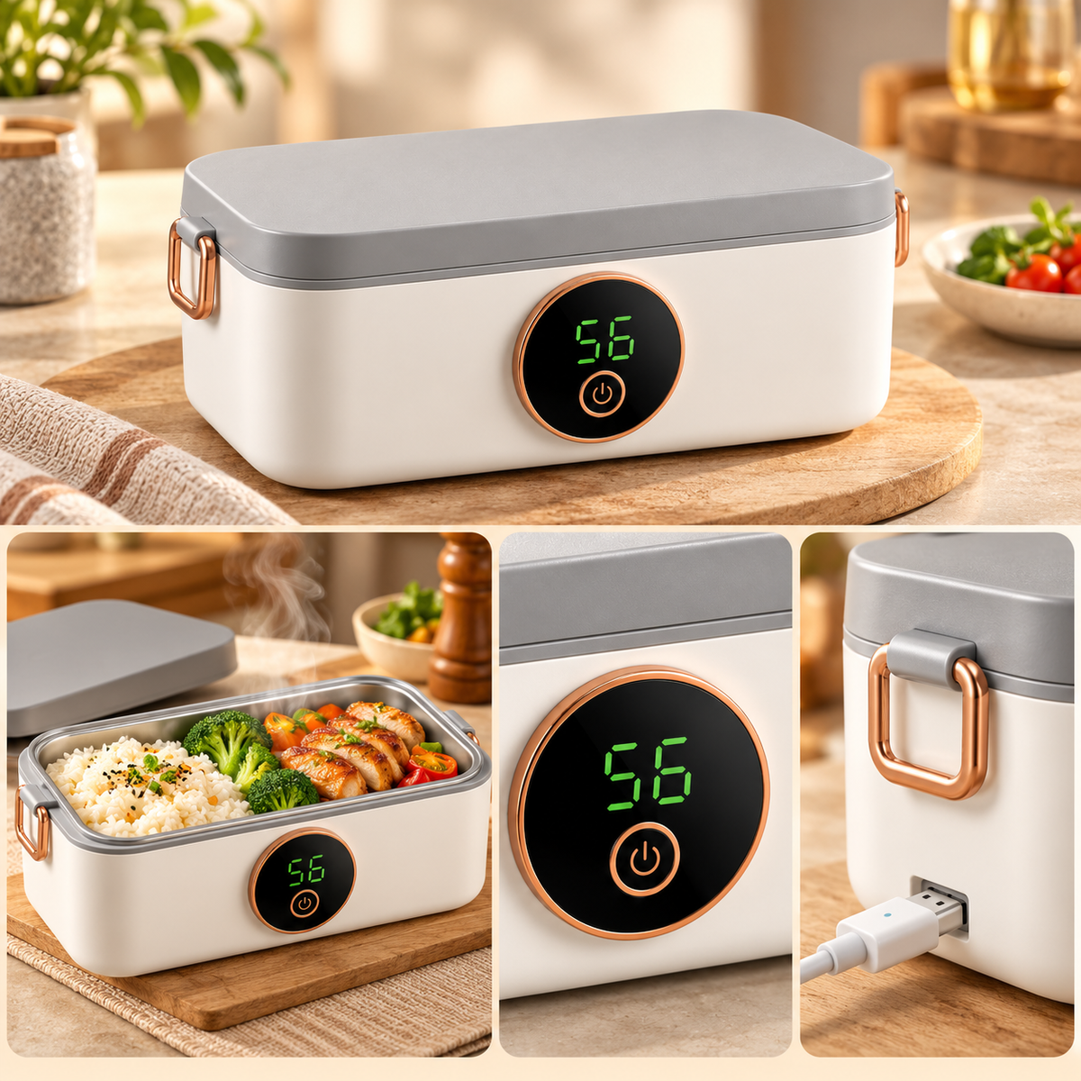 Rechargeable Heated Lunch Box Portable Electric Lunch Box