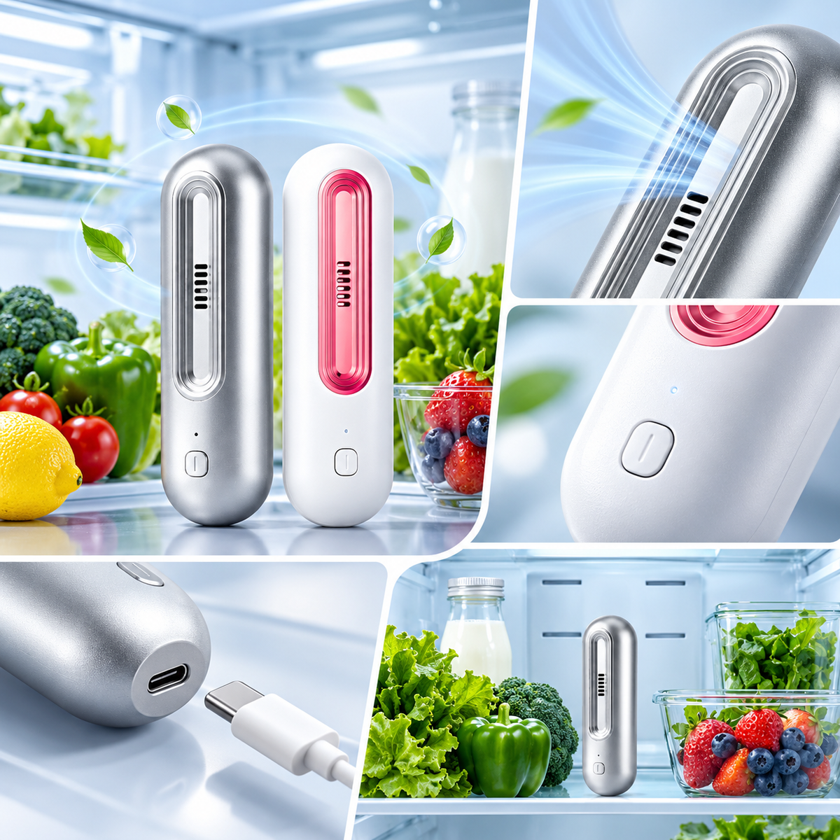 Refrigerator Air Purifier Freshener Rechargeable Fridge