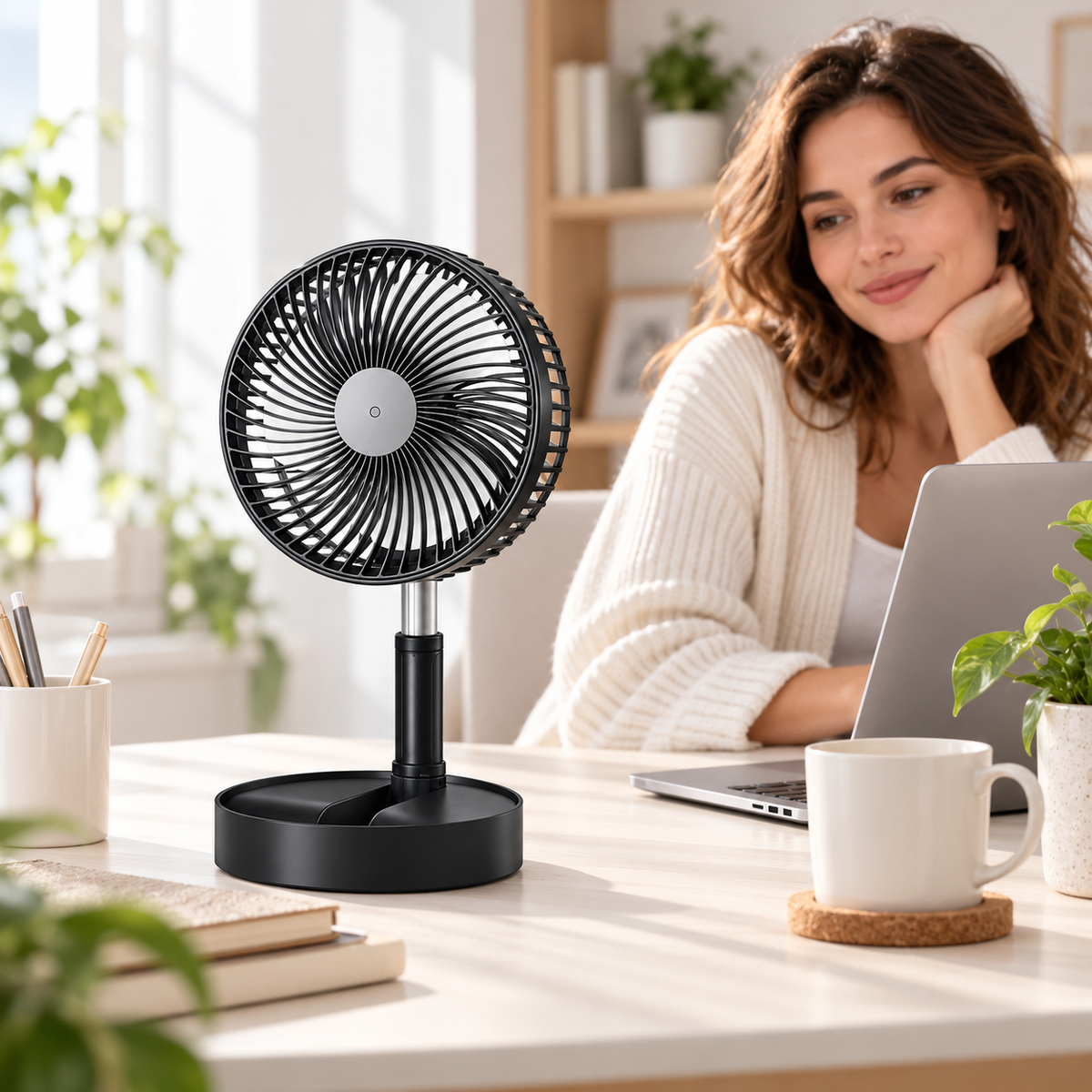 Retractable Fan Battery Operated USB Rechargeable Design