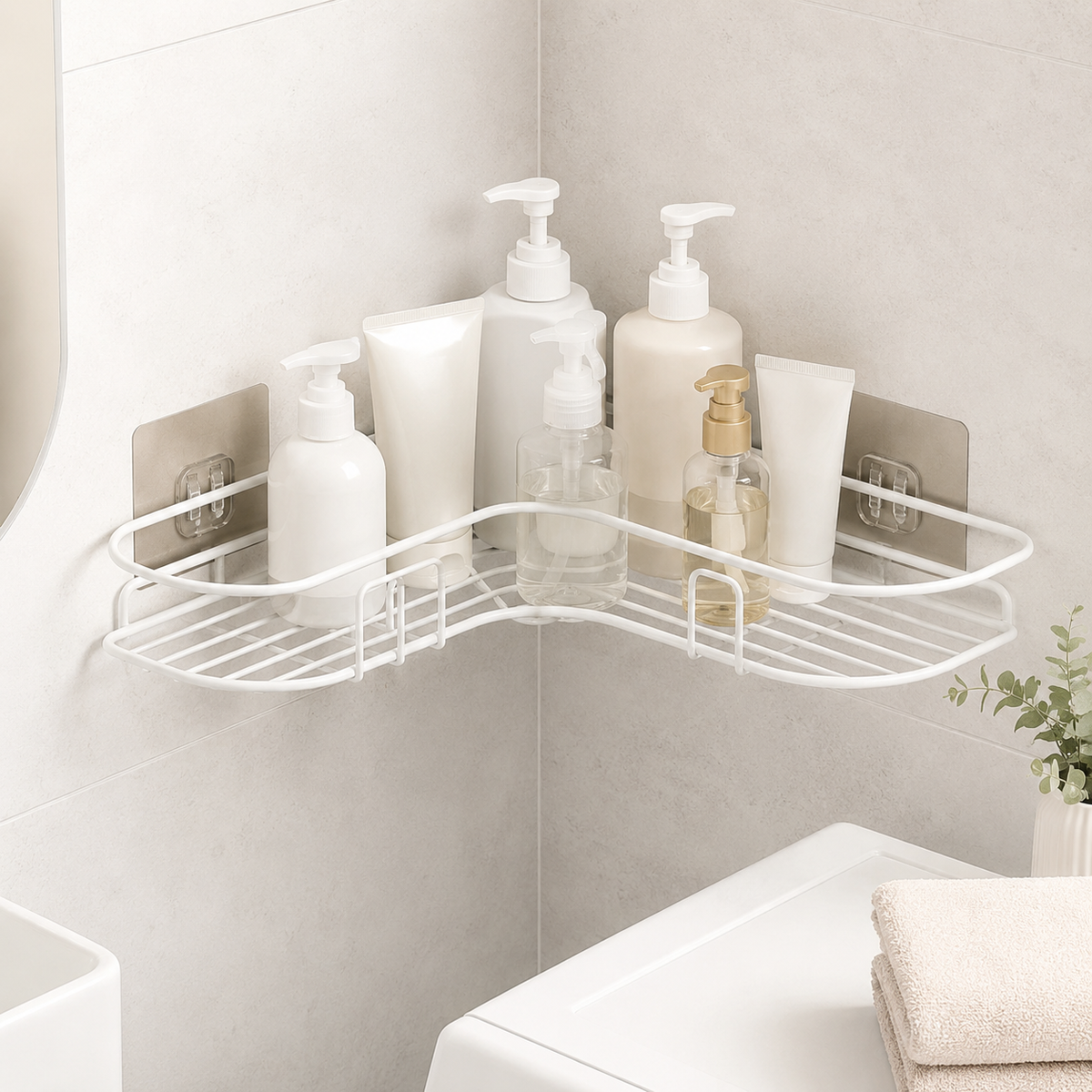Rustproof Shower Shelf Bathroom Storage Drill Free