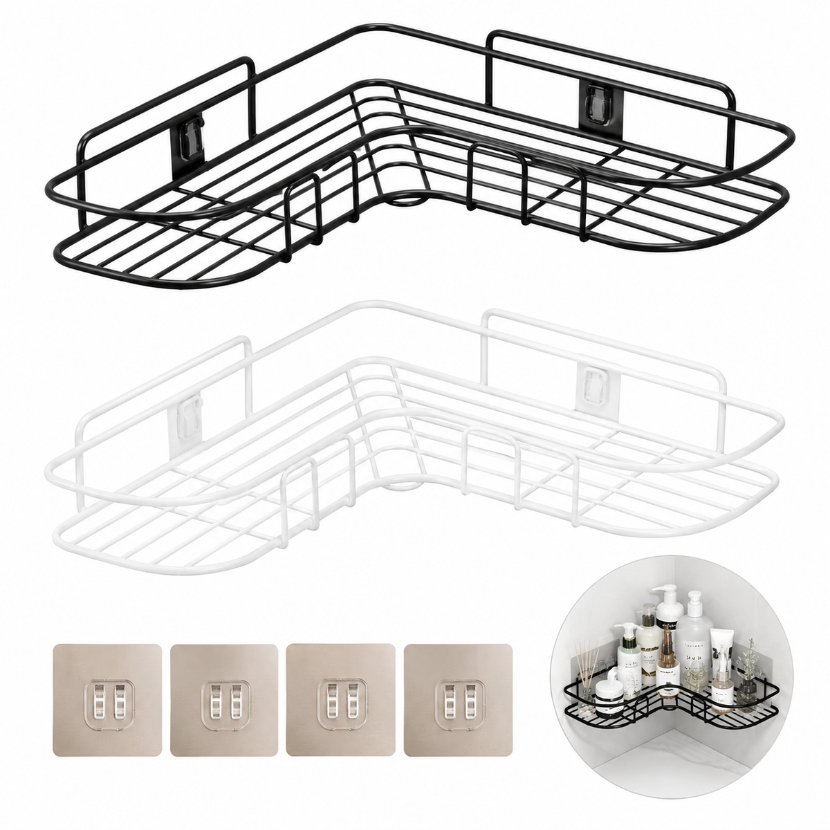Rustproof Shower Shelf Bathroom Storage Drill Free