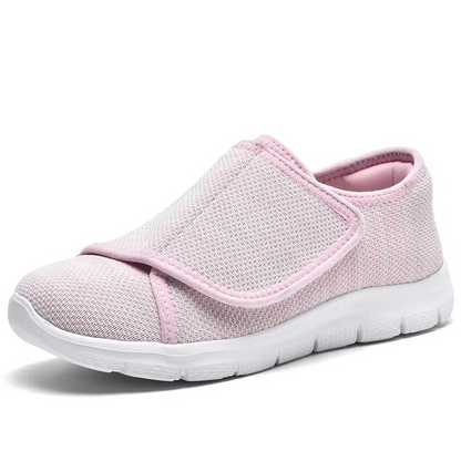 Women's Wide Fit Walking Shoes with Adjustable Strap and Breathable Mesh