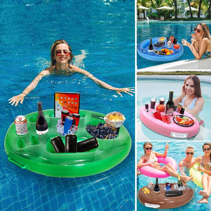 Floating Pool Bar with Cup Holders and Tray