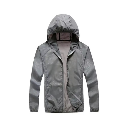 Outdoor Jacket with Adjustable Hood and Water Repellent Fabric for Men and Women