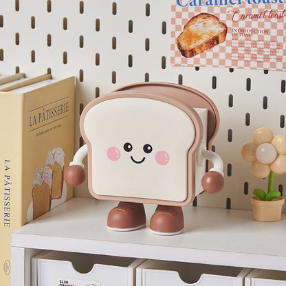 Cute Toast Storage Basket – Kawaii Desktop Organizer for Snacks, Stationery, Pens and Dorm Room Miscellaneous Storage