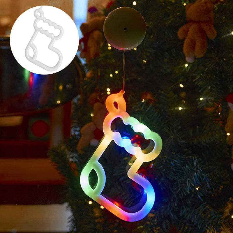 Battery Powered Holiday Window Lights – Snowflake, Bell and Stocking Decorations for Seasonal Home Displays